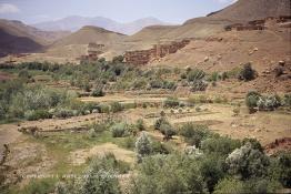 Image du Maroc Professionnelle de  A quelques kilomètres de la ville de Ouarzazate, se trouve la Kasbah de Tifoultoute (ancienne demeure du Pacha Glaouï). Lieu majestueux surplombant la vallée de l'Oued, le village avait servit de décor à des films comme Lawrence d'Arabie, Jésus de Nazareth etc…, le Samedi 23 Août 1997. (Photo / Abdeljalil Bounhar) 